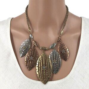 EL Erica Lyons Necklace Multi Color Gold Silver Copper Statement Boho Style Adju